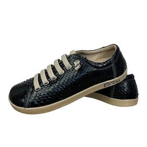 SNAKERS Midnight Black Snakeskin Python Sneakers Women's Size 9.5 M